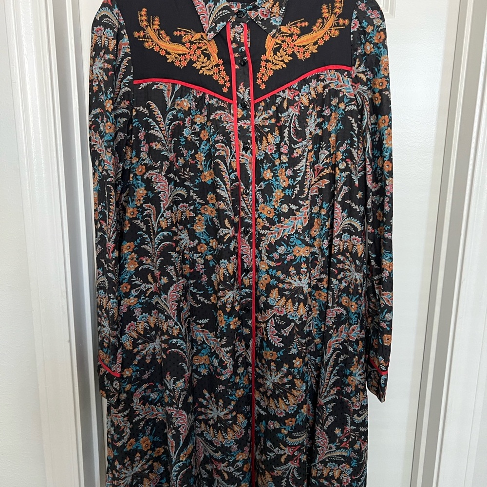 Holding Horses Floral Embroidered Long Sleeve Western Style Dress